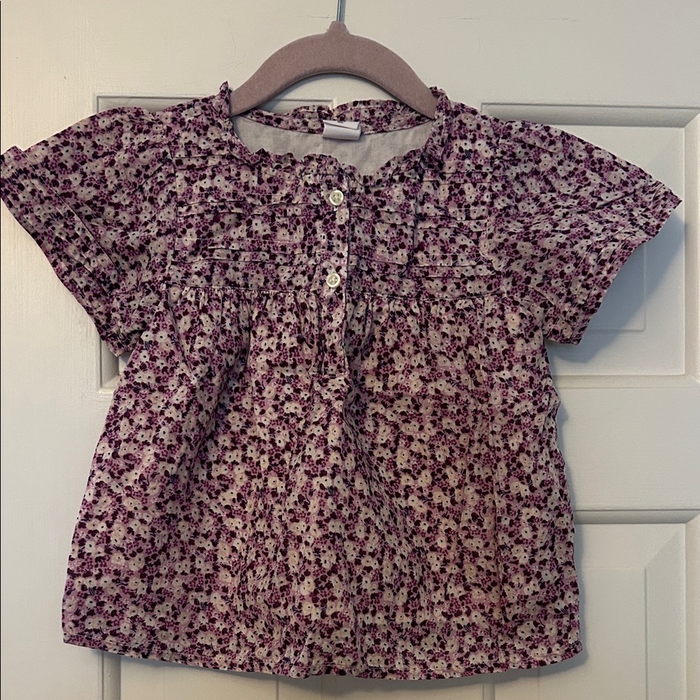 GAP Kids Floral Blouse - Purple and White